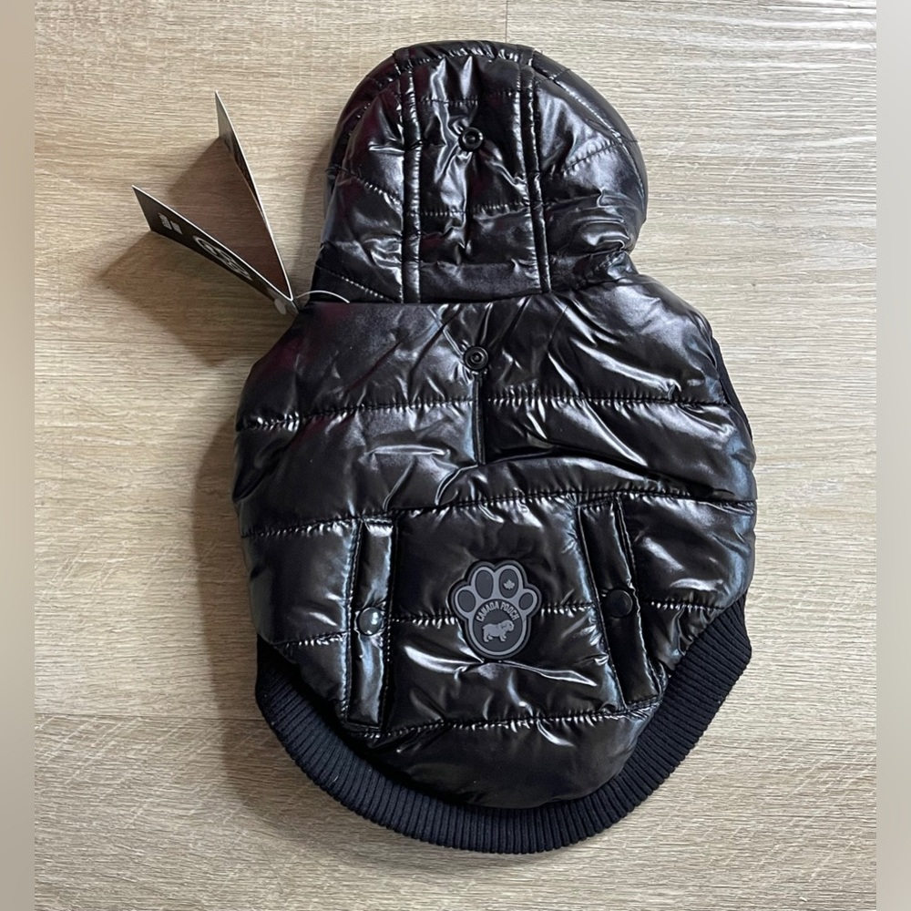 Canada Pooch Black Shiny Puffer Vest NWT Size 10 - Picture 10 of 13